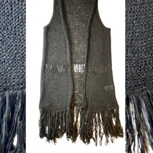 NWOT Maurice's Open Crochet Fringe Vest Sleeveless Cardigan